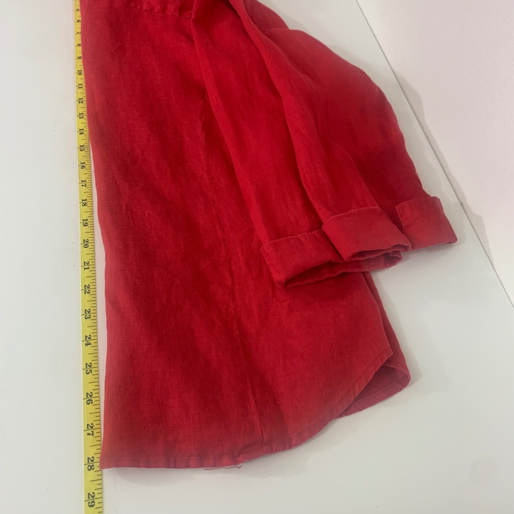 Dressbarn Woman Red 100% Linen Button Down Shirt Plus Size 18/20W Relaxed Fit - Picture 4 of 8